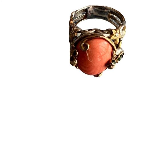 Coral Filagree Ring With Chrome Diopside Accent 6 - Picture 4 of 5